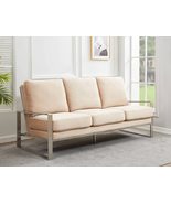 LeisureMod Jefferson Modern Velvet 3 Seater Sofa with Silver Frame Conte... - $1,548.40