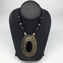Turkmen Necklace Antique Afghan Tribal Black Onyx Pendant Beaded Necklace VS115 - £17.20 GBP