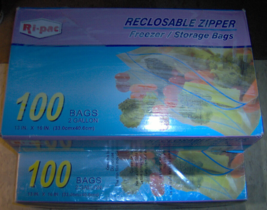 2 gallon Clear Freezer Storage Bags reclosable zipper 200 Bag Total Ri-Pac 37100 - £142.51 GBP