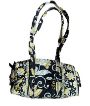 Vera Bradley Yellow Bird Shoulder Bag Purse Flowers Black White Double S... - $16.82