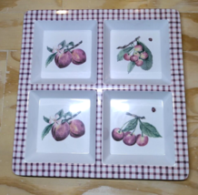 Pfaltzgraff Melamine (Plastic) 4 Section Square Serving Tray Cherries Ap... - $16.46
