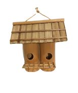 Bamboo Birdhouse W/ Porch Roof String For Hanging Wood Vintage NEW Phili... - $717.56 MXN