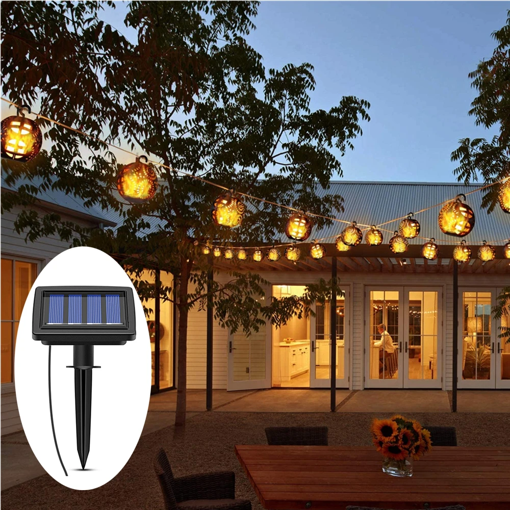 Outdoor Flame Solar Lanterns Garden LED String Lights Solar Lamps Waterproof Han - £184.23 GBP