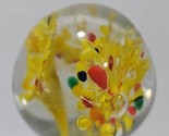Vintage Art Glass Paperweight Clear Glass Colorful Inside Design Bubbles - $17.77