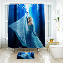 Disney Frozen Elsa 03 Shower Curtain Bath Mat Bathroom Waterproof Decorative - £18.13 GBP+