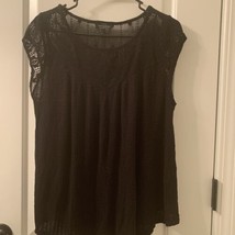 Lucky Brand Women&#39;s Black Laced Sleeveless Top Blouse Round Neck Size Large - $49.00