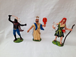 Vintage Christmas Nativity Figures The 3 Wise Men ~ Hard Plastic ~ Italy - £20.53 GBP