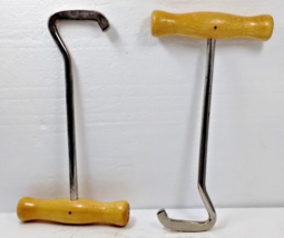 Metal Boot Hooks 7 1/2"  Wooden Handle One Pair For Riding Boots - $7.91