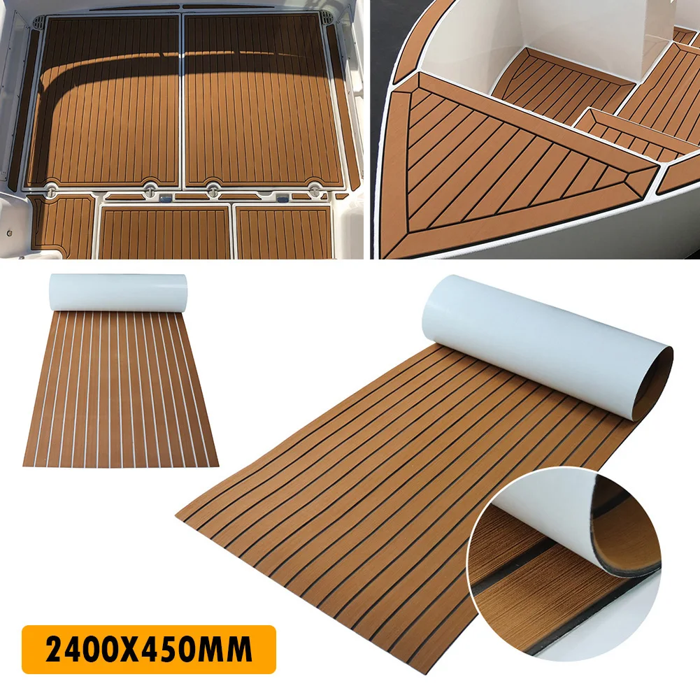 2.4m Self-Adhesive EVA Foam Boat Marine Flooring Faux Teak Decking Sheet Striped - £56.18 GBP+