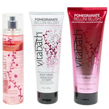 Vitabath Pomegranate Bellini Blush Daily Body Cream Care  3- Pc Gift Set - £28.34 GBP