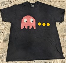 Gildan Pac-Man Pinky &amp; Dots Pink Ghost Black Men&#39;s L Large Video Game T-Shirt - £12.02 GBP