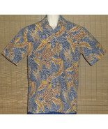 Island Traditions Of Hawaii Hawaiian Shirt Blue Tan Floral Size Medium - €17,04 EUR