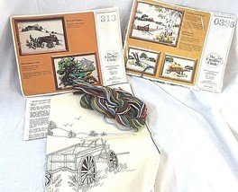  2  Needlework Embroidery Kits 0313 Old Wagon 0335 Birch Hill Farm 12x16... - £24.39 GBP