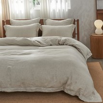 100% Linen Duvet Cover Set With Embroidery Washed - 3 Pieces (1 Duvet Cover With - £185.57 GBP