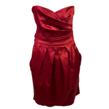 Teeze Me Womens Dress Red Belted Mini Strapless Satin Party Cocktail Juniors 3 - £22.53 GBP