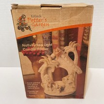 Vintage Kirklands Potters Garden Christmas Nativity Tea Light Candle Holder NOS - £16.05 GBP