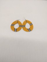 Aesthetic African Arena Maasai Handmade Beaded Yellow White Blak Coulor Earrings - $9.66