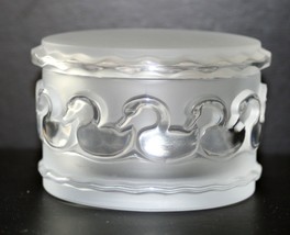 Lalique Crystal Covered Round Box~Canards~Swans~Ducks~Birds~Signed~Mint - £106.66 GBP