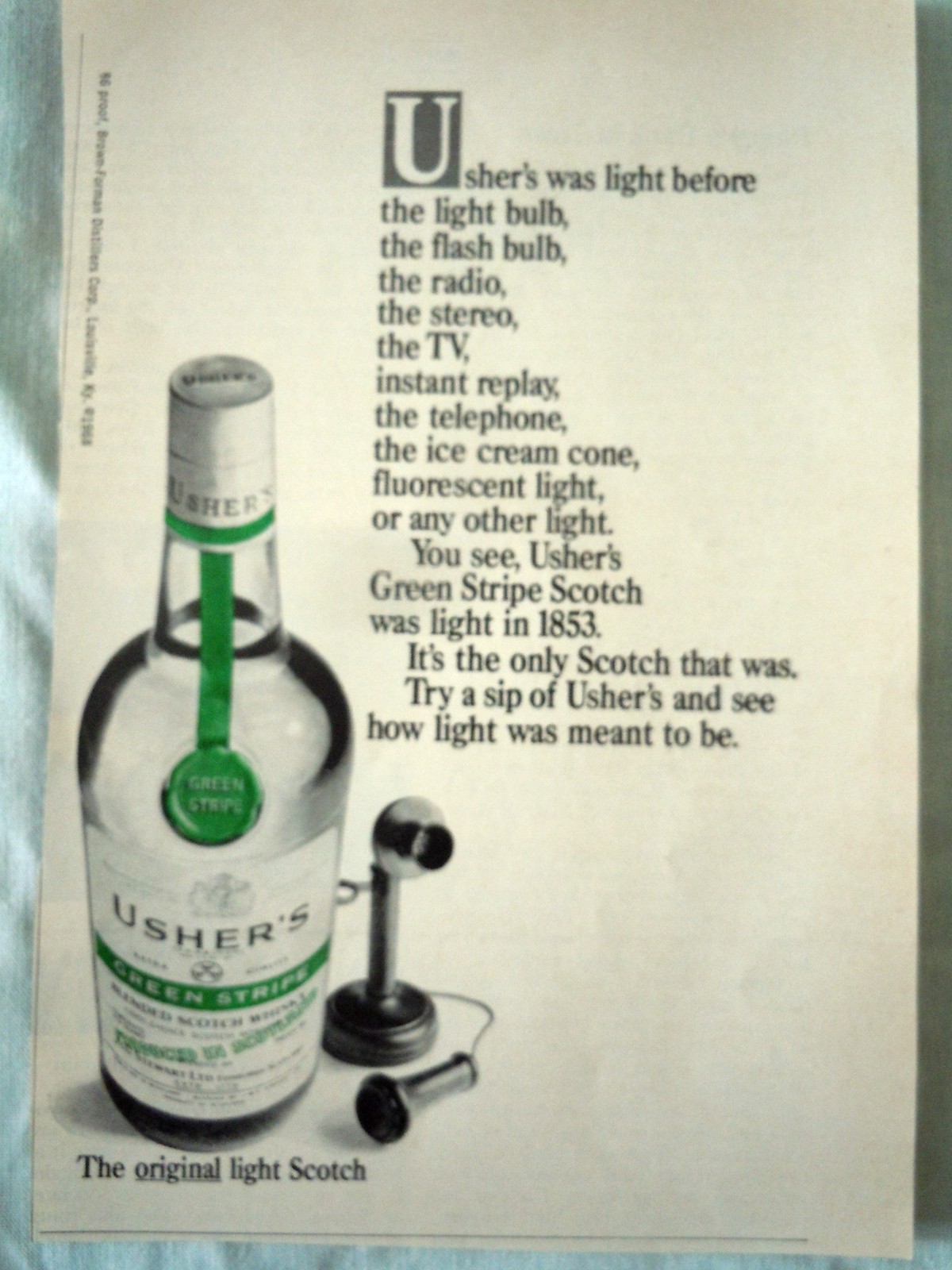 Usher’s Light Scotch Magazine Advertising Print Ad Art 1969 - $1.99