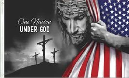 3X5 One Nation Under God Jesus Christ Cross God Bless Usa Flag Banner Grommets - £6.28 GBP