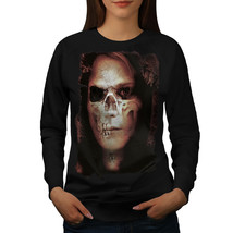 Wellcoda Zombie Girl Death Skull Womens Sweatshirt, Emo Casual Pullover Jumper - £23.10 GBP+