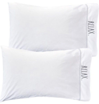 Rae Dunn Relax Pillowcases Embroidered Set of 2 Standard White Cotton Percale - £21.95 GBP