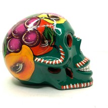 Hand Painted Ceramic Skull Mexico Day of the Dead Dios de Los Muertos Fruits - £23.72 GBP