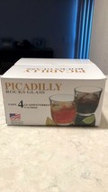 Libbey Picadilly 9 oz Set Of 4 Clear Glass Rocks Glasses White Retail Pack New - $29.95