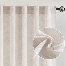 Miulee Pure White Linen Curtains, Two Panels, 90-Inch Length, Soft, Back Tab. - $47.97