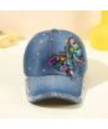 Women's graphic cap butterfly design adjustable back blue, ships right out - $7.00
