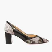 The Toskana Black & Natural Snake Leather Block Heel Pump Women Shoe image 2