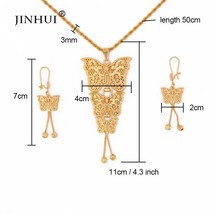 Jewelry sets Ethiopian 24K gold color for women Butterfly style pendant Dubai br - $23.24