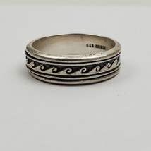 Sterling Silver Spinner Ring Wave Design 10 Grams Size 14.75 Hallmarked - £30.79 GBP