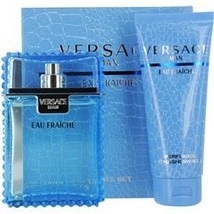 Versace Man Eau Fraiche Cologne 3.3 Oz Eau De Toilette Spray 2 Pcs Gift Set - $99.85