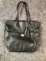 Vintage Coach Legacy Turnlock Travel Tote Bag Black Leather Double Handle 26461 - £36.48 GBP