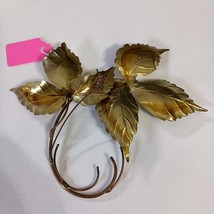 Small Metal Tin Leaves Wall Hanging Gold Tone Color Decorative Retro Art... - €12,83 EUR