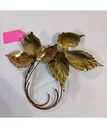 Small Metal Tin Leaves Wall Hanging Gold Tone Color Decorative Retro Art... - $20.81 CAD