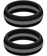Two (2) Thin GRAY Line Silicone Rings Active Wedding Band Replacement Pi... - $12.18 CAD