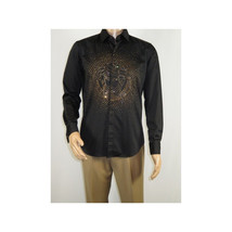Mens CEREMONIA Shirt 100% Cotton Medusa Medallion Rhine Stones #stn 15 vrs black image 7