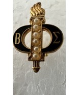VTG Beta Sigma Phi Faux Pearl Torch Gold Tone Enamel Sorority Lapel Pin ... - €8,73 EUR