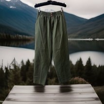 Bobbie Brooks Vintage Womens 12 Green Pullon Tapered Pants Button Accent... - $14.84