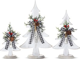 3 Pcs Wooden Christmas Trees Tabletop Decoration Rustic Wood Christmas T... - $33.80