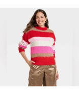 A New Day Women's Sweater Size S Striped Fuzzy Soft Tan/Pink/Red/White - €12,26 EUR A New Day Women's Sweater Size S Striped Fuzzy Soft Tan/Pink/Red/White - €12,26 EUR