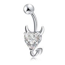 1 Pcs Navel Belly Button Ring Glitter Love Heart Decor Piercing Jewelry Navel Na - £9.84 GBP