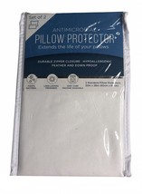 Pillow Protector Set of 2 Standard Size Zip Close Machine Wash Antimicrobial - £21.83 GBP