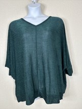 NWT Lane Bryant Women Plus Size 22/24 (2X) Green Stretch V-neck Top Elbow Sleeve - £16.71 GBP