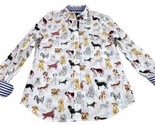 Talbots Women’s White Multicolor Dog Button Up Long Sleeve Size P Womens... - $26.72