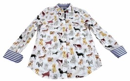Talbots Women’s White Multicolor Dog Button Up Long Sleeve Size P Womens... - £21.17 GBP