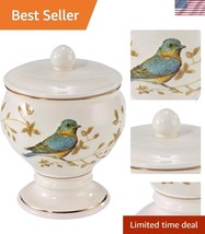 Charming Decorative Storage Jar with Colorful Birds - Elegant Home Accent - $35.00