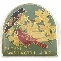 George Washington #102 Vintage Pin Gold Tone Birds Capital Building Flowers  - £9.39 GBP